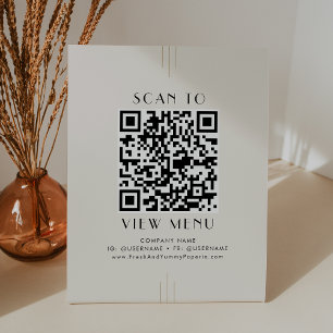 Expositor En L Código QR del menú del restaurante negro dorado ma