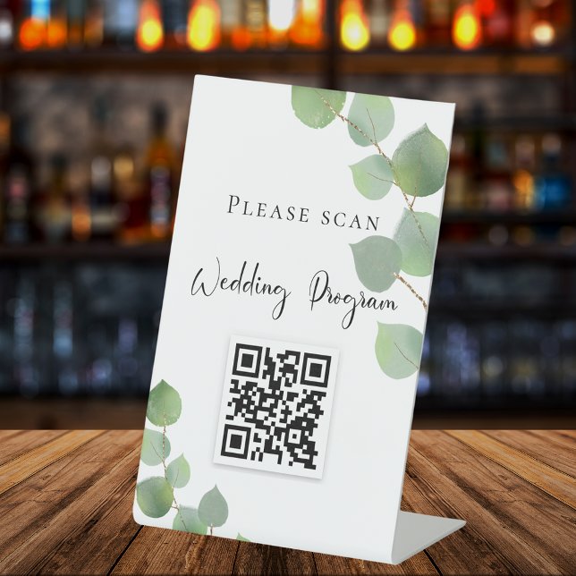 Expositor En L Código QR del programa de boda eucalipto verde (Subido por el creador)