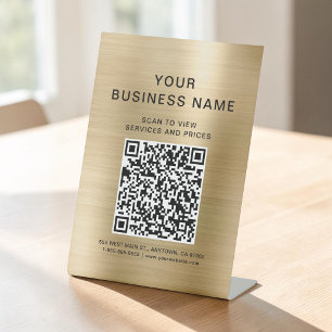 Expositor En L Código QR dorado de Business Scan To Connect