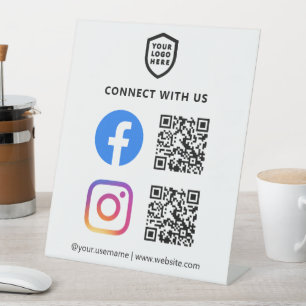 Expositor En L Código QR Facebook e Instagram   Blanco Simple