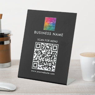 Expositor En L Código QR Logotipo comercial Aquí Escanear por Men