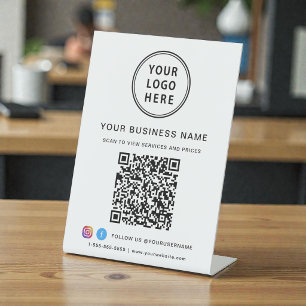 Expositor En L Código QR Logotipo de Empresa Redes Sociales