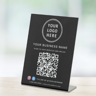 Expositor En L Código QR Logotipo de Empresa Redes Sociales Negro