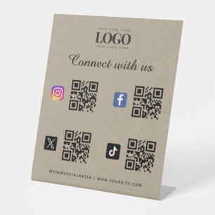 Expositor En L Código Qr Logotipo de Redes Sociales Twitter Faceb