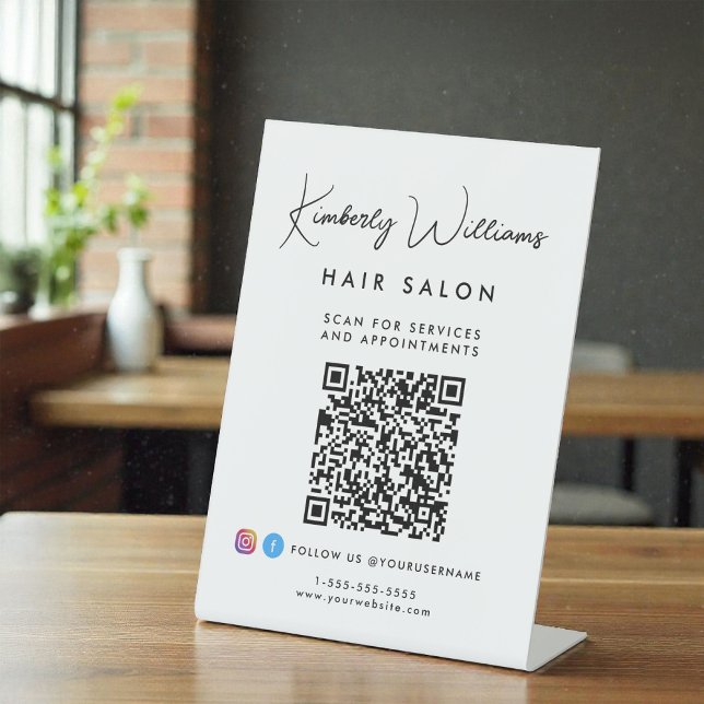 Expositor En L Código QR monograma de escritura de firma empresar (Business Signature Script Monogram QR Code Pedestal Sign)