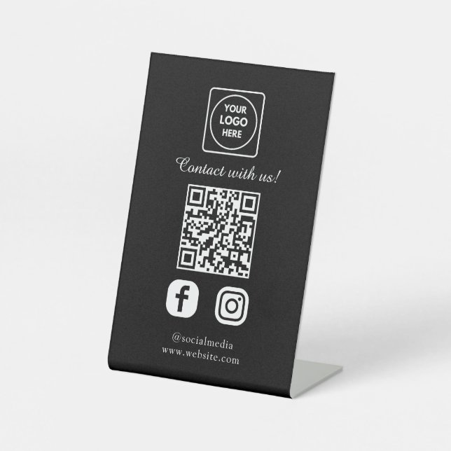 Expositor En L Código QR Negro | Conecta las Redes Sociales Fácil (Anverso)