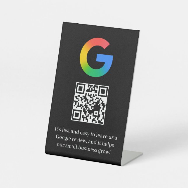 Expositor En L Código QR negro estilo escritorio para reseñas de  (Anverso)
