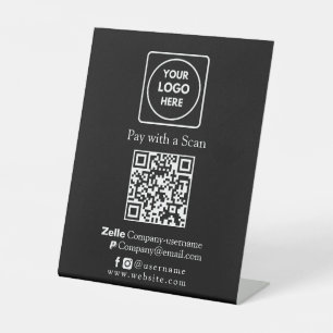 Expositor En L Código QR negro Pago comercial Zelle y PayPal