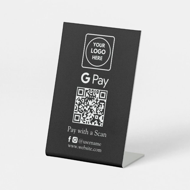 Expositor En L Código QR negro | Pago sin contacto de Google (Anverso)