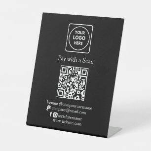 Expositor En L Código QR negro para pagar Pago de Venmo Paypal