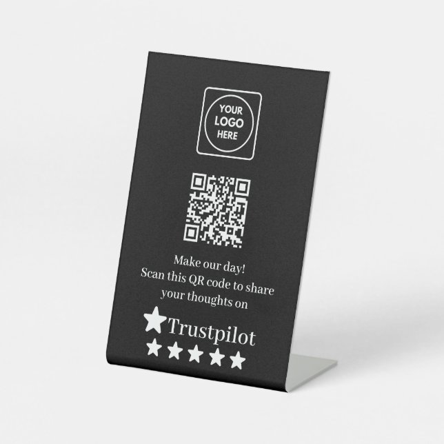 Expositor En L Código QR negro | Visualización de reseñas de Trus (Anverso)