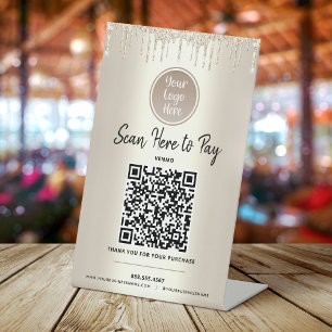 Expositor En L Código QR Paga Aquí Logotipo Personalizado con Bri