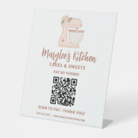 Código QR paga aquí pastelería Rótulo peatonal