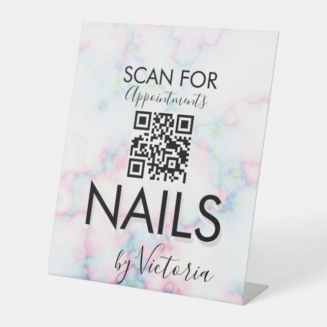 Expositor En L Código QR para citas en Marble Nail Salon   (Anverso)