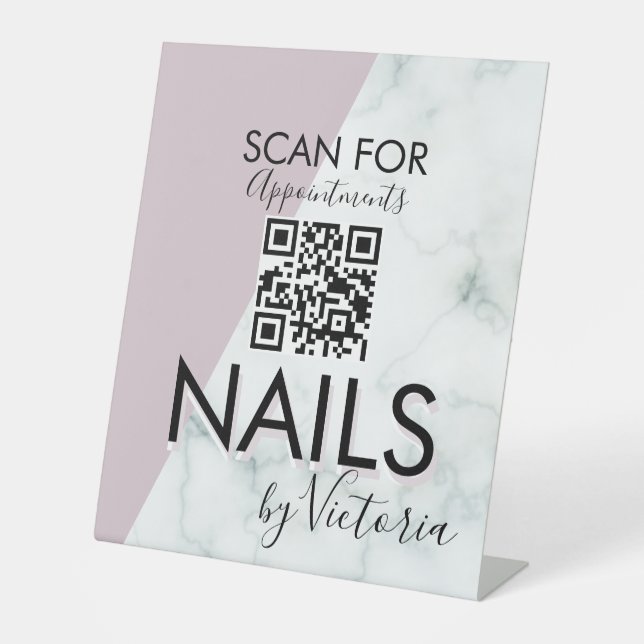 Expositor En L Código QR para citas en Marble Nail Salon (Anverso)