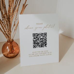 Expositor En L Código QR para compartir fotos de Boda de oro Deli