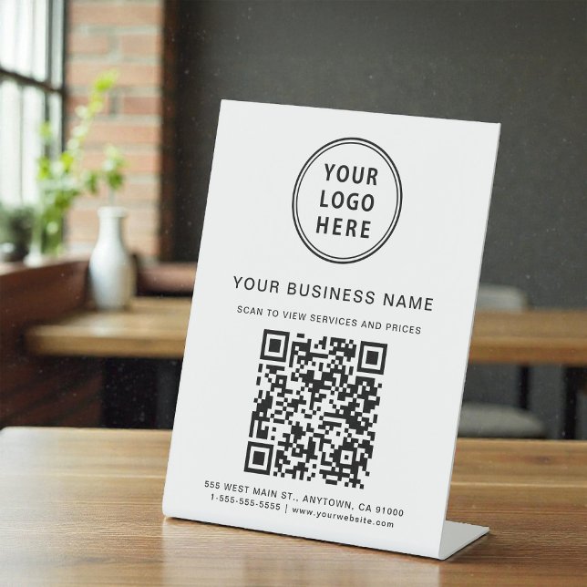 Expositor En L Código QR para empresas y logotipo (Business QR Code and Logo Pedestal Sign)
