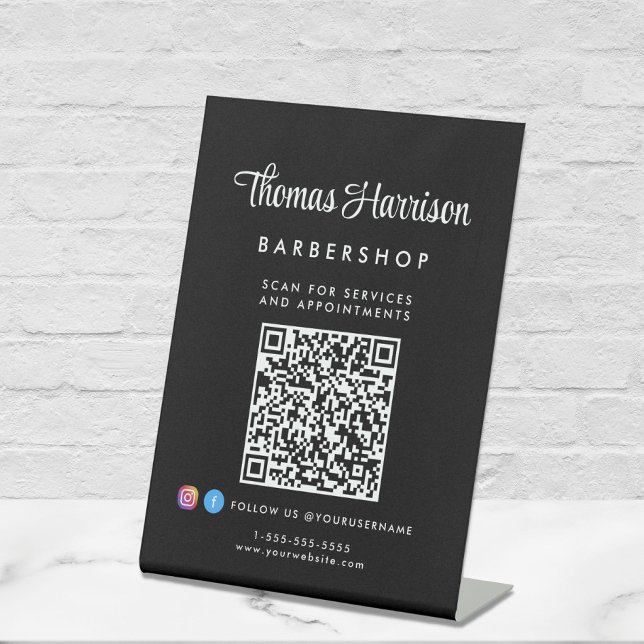 Expositor En L Código QR para la firma de negocios Negro (Empower your name in our signature script as your logo and brand identity)