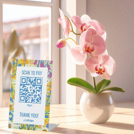 Expositor En L CÓDIGO QR PARA PAGAR AL ESCANEAR Florales Acuarela