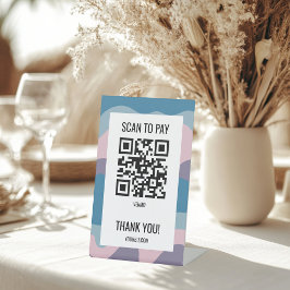 Expositor En L CÓDIGO QR PARA PAGAR AL ESCANEAR Olas Rayas Azul M