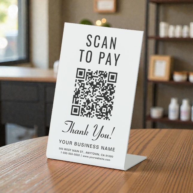 Expositor En L Código QR para pagar con escaneo (Scan to Pay QR Code Pedestal Sign)