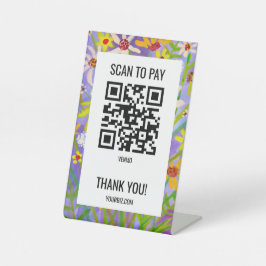 Expositor En L CÓDIGO QR PARA PAGAR ESCANEANDO Florales Acuarela