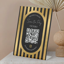 Código QR para pagar Escaneo Salón Negro y Dorado