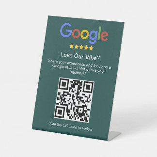 Expositor En L Código QR personalizado de reseña de Google en azu