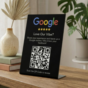 Expositor En L Código QR personalizado de reseña de Google negro