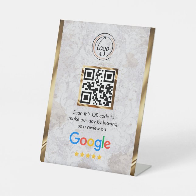 Expositor En L Código QR personalizado de reseñas de Google para  (Anverso)