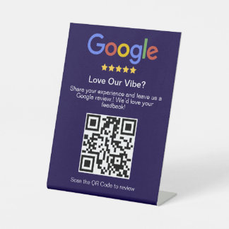 Expositor En L Código QR personalizado moderno azul para reseñas