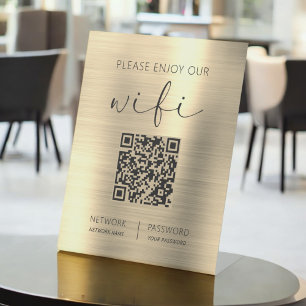 Expositor En L Código QR Por Favor Disfruta De Nuestro Oro Wifi