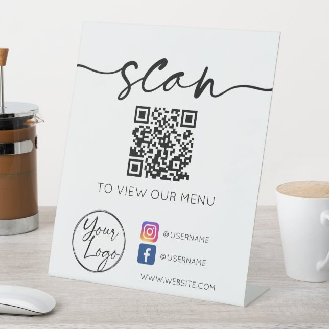 Expositor En L Código QR Redes Sociales Blanco (In Situ)