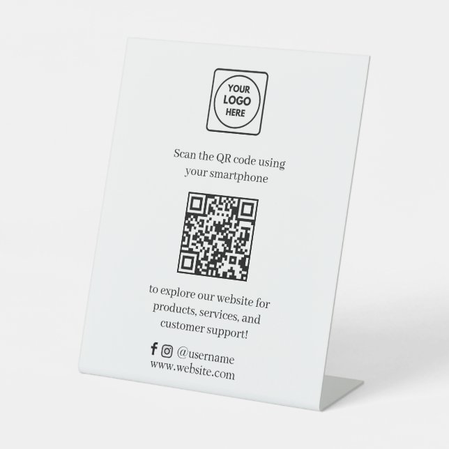 Expositor En L Código QR Redes Sociales | Negocio Personalizado E (Anverso)