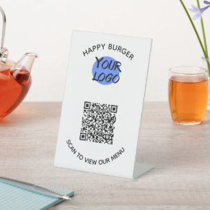 Expositor En L Código QR Restaurante Minimalista