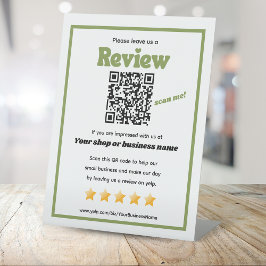 Expositor En L Código QR retro 'déjanos una reseña' YELP verde