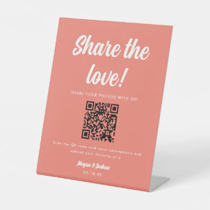 Expositor En L Código QR Rosa Coral Comparte el Amor Fotografía d