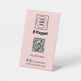 Expositor En L Código QR rosa | Logotipo comercial de PayPal Scan