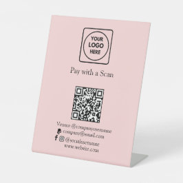 Expositor En L Código QR Rosa | Pago Comercial Zelle y PayPal 