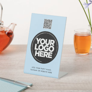 Expositor En L Código Qr Simple con Logo y Texto Personalizados