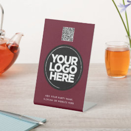 Expositor En L Código Qr simple con logotipo y texto personalizad