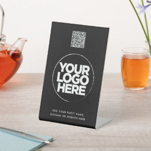 Expositor En L Código Qr simple de logotipo y texto personalizado