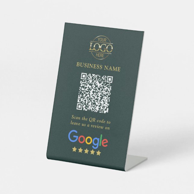 Expositor En L Código QR simple de reseñas personalizadas de Goog (Anverso)