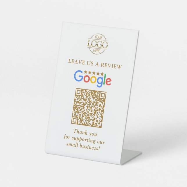 Expositor En L Código QR simple de reseñas personalizadas de Goog (Anverso)