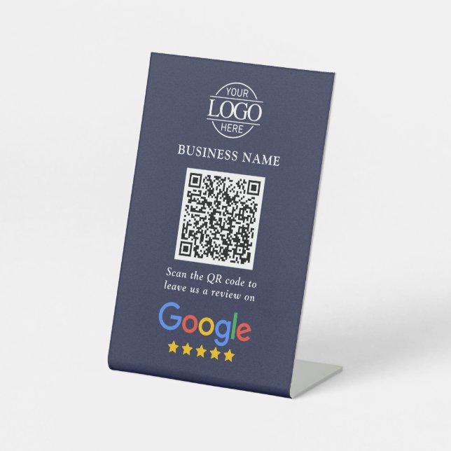 Expositor En L Código QR simple de reseñas personalizadas de Goog (Anverso)