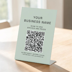 Expositor En L Código QR verde esmeralda de escaneo comercial par