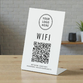 Expositor En L Código QR Wifi Logotipo Empresarial Escanea para C