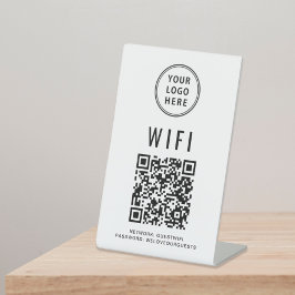Expositor En L Código QR Wifi Logotipo Empresarial Escanee Para C