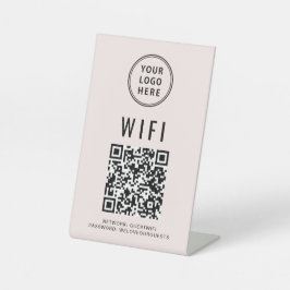 Expositor En L Código QR Wifi Logotipo Empresarial Escaneo Rosa