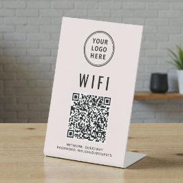 Expositor En L Código QR Wifi Logotipo Empresarial Escaneo Rosa